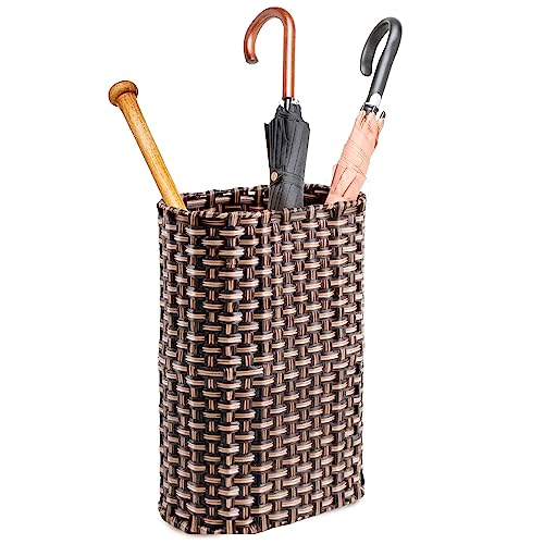 Wicker Umbrella Holder Waterproof Hand Woven Umbrella Stand Basket Cane Holder Stand Indoor Outdoor Decorative Umbrella Rack for Home