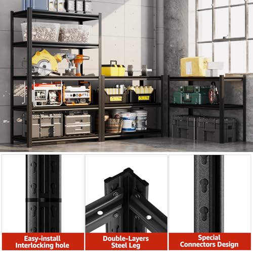 Garage Shelving Heavy Duty Storage Shelves 3000 LBS Adjustable Metal Shelving Uints and Storage for Garage