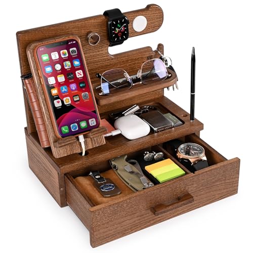 Wood Phone Docking Station with Drawer
