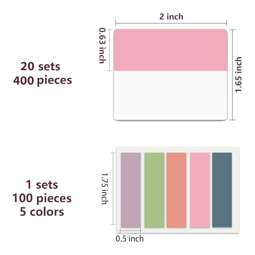 500 Pieces Tabs 2 Inch Sticky Index Tabs