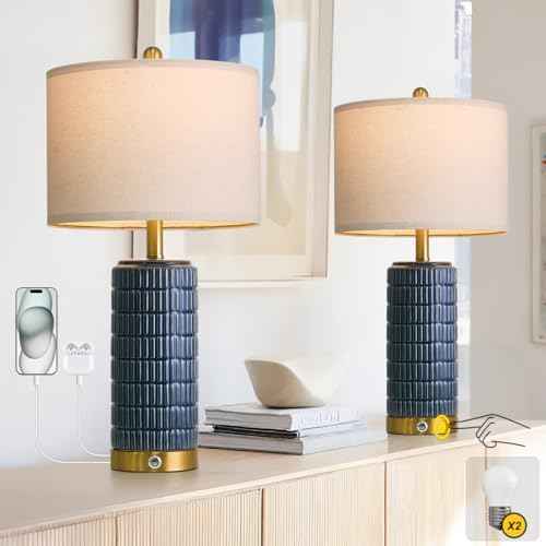 Touch Bedside Table Lamps with USB Ports for Bedroom