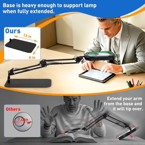 Square Magnifying Glass with Light and Stand