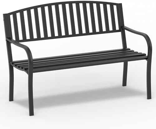Outdoor Garden Bench Cast Iron Steel Outdoor Bench