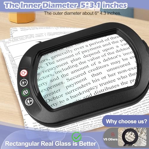 Square Magnifying Glass with Light and Stand