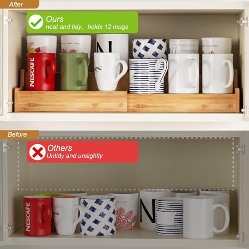 Expandable Bamboo Mug Holder for Countertop
