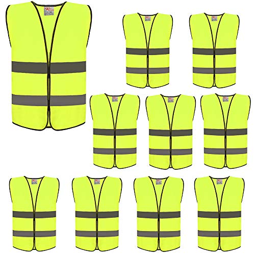 High Visibility Reflective Safety Vest 10 Pack Bulk