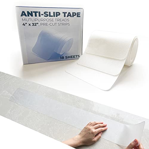 4"x32" Anti Slip Tape Treads 18PCS Non Skid Step Strips for Stairs Bathtub Bathroom Kitchen Playground Safety Grip Indoor Non Slip Waterproof