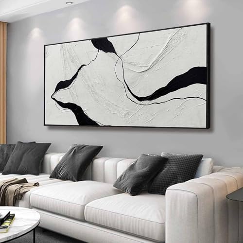 Large Green Flower Black and White Abstract Cow Canvas Wall Art Modern Botanical Animal Painting with Gold Textured Details Decorative Artwork for Living Room Bedroom Office Kitchen