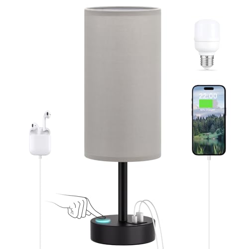 Touch Table Lamp with USB A C Ports for Bedroom