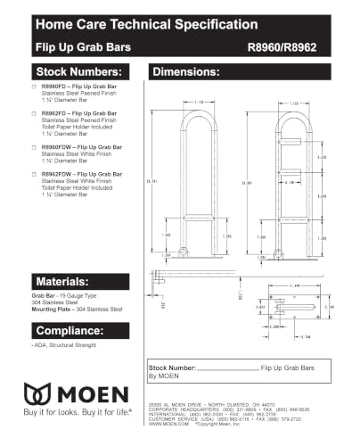 Home Care 30 Inch Flip Up Grab Bar