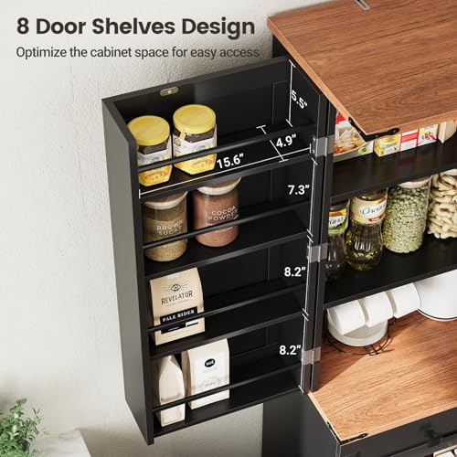 71" Pantry Cabinet with Charging Station & LED Lights