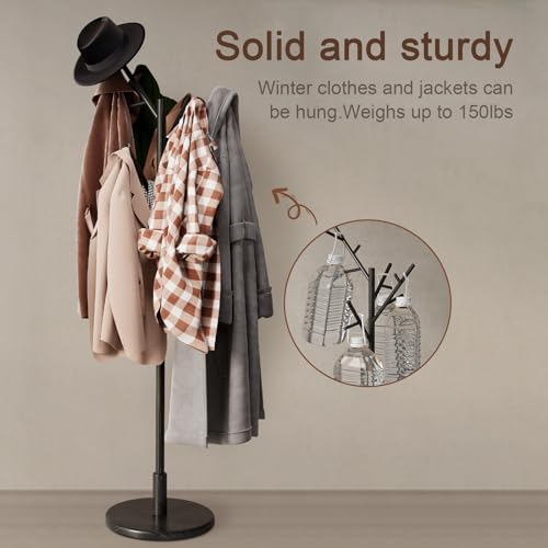 Coat Rack Solid Wood Coat Rack Freestanding with 12 Hooks