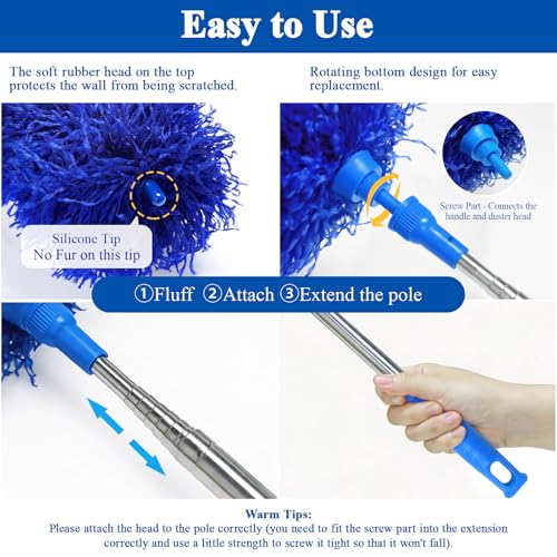 Microfiber Feather Duster Extendable Cobweb Duster with 100 inches Extra Long Pole