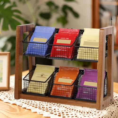 Tea Bag Organizer with 6 Tea Baskets