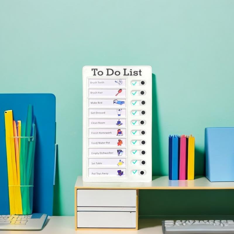 2 Pcs Chore Chart for Adults to do List My Chores Checklist Task Board Sliding Routine Chart for Kids