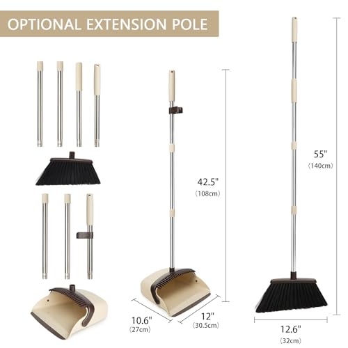 Broom and Dustpan Set with Long Handle