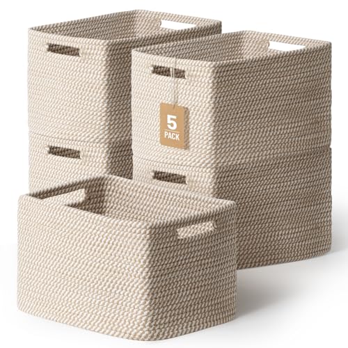 5 Pack Woven Storage Baskets