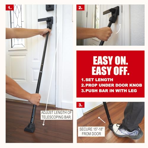 3-in-1 Door Security Bar, Security Door Stoppers & Door Barricade