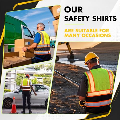 4 Pcs Safety Vest for Men Women Reflective Hi Vis Shirt