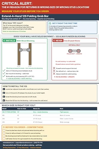 Extend-A-Hand Grab Bar Extension | Heavy-Duty Bathroom Safety Handrail, Non-Slip Support Grab Bar for Elderly, Disabled & Injury Recovery