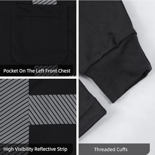 Safety Shirts for Men High Visibility Reflective Hi Vis Construction Work T Shirts Long Sleeve Breathable