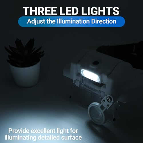 Headband Magnifying Glasses with LED Lights and Interchangeable Lenses