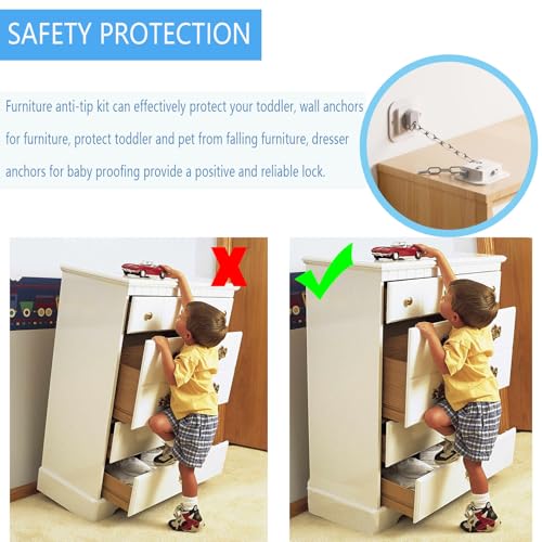 Anti Tip No Drill Furniture Anchor with 3M Adhesive