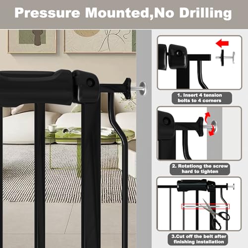24 90.5 Inch Extra Wide Baby Gate Pressure Mounted Auto Close
