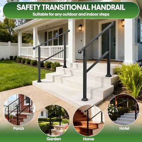2 3 4 5 Step Heavy Duty Aluminum Alloy Outdoor Stair Handrail Kit