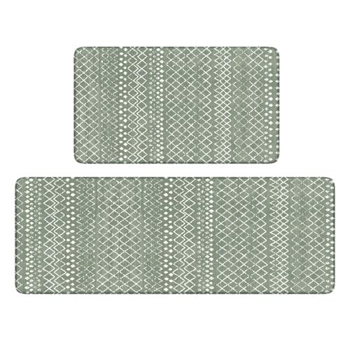 KIMDOE Boho Kitchen Rugs and Mats 2PCS Cushioned Anti Fatigue Kitchen Mat Non
