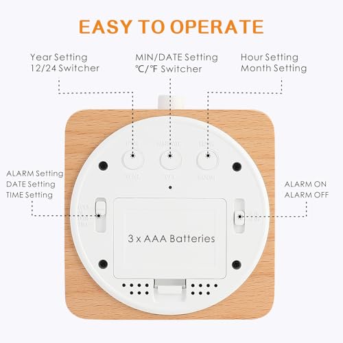 Wooden Digital Alarm Clock for Bedrooms