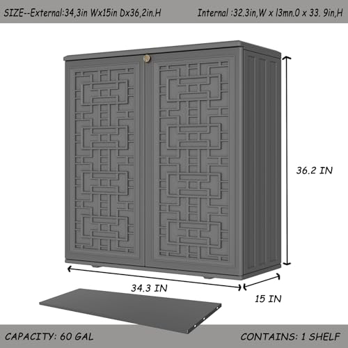 Waterproof Indoor Outdoor Storage Cabinet with Shelf