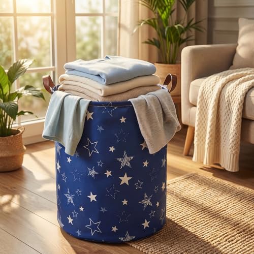 3 Pieces Large Laundry Hamper Round Collapsible Organizer Storage Bin Waterproof Foldable Dirty Clothes Laundry Basket for Home Bathroom