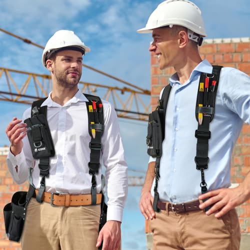 Leather Tool Belt Suspenders Construction Bag Suspenders Molded Air Channel Work Belt Suspender for Carpenter
