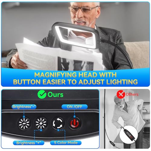30X 10X Extra Large Floor Magnifying Glass with Light and Stand