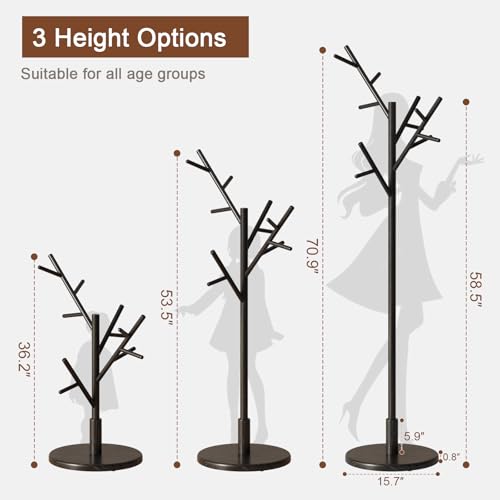 Coat Rack Solid Wood Coat Rack Freestanding with 12 Hooks