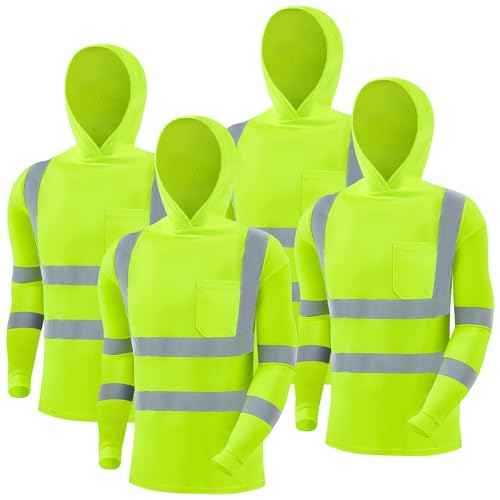 4 Pcs Safety Shirts Hi Vis Hoodie