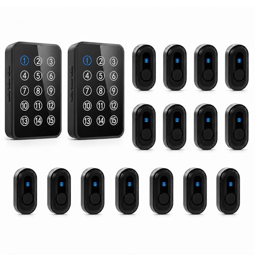 Wireless Caregiver Pager Call Button Nurse Call System 500Ft Range with LED Number Display for Elderly