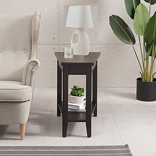 Laurent Solid Wood Recliner Wedge End Side Table with Shelf