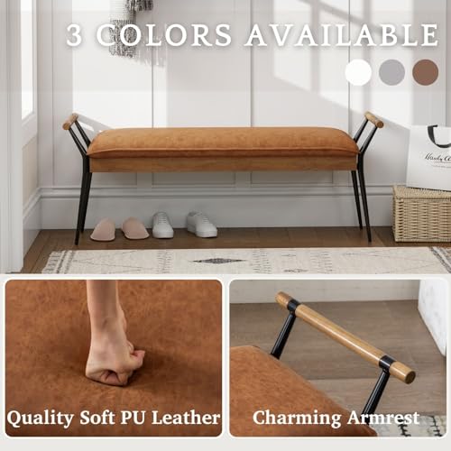 Long Ottoman Bench with Arms Metal Legs 2465