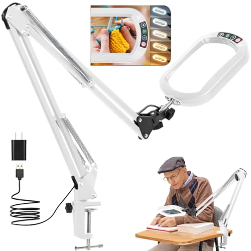 Large Magnifying Glass with Light and Clamp