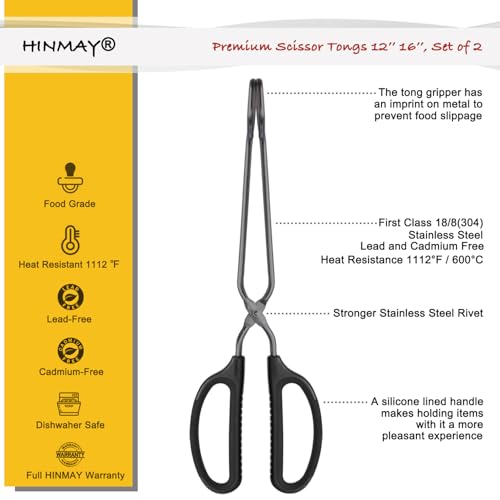 Extra Long Scissor Tongs Stainless Steel Grilling Tongs