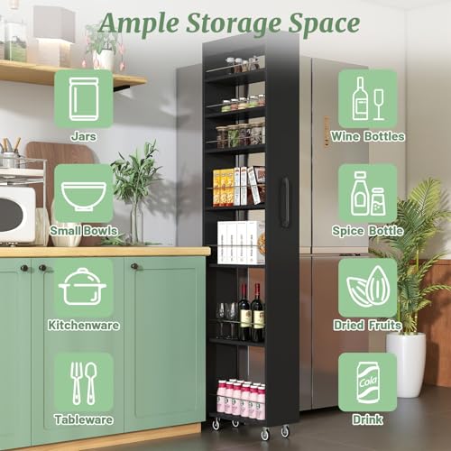 7 Tier Slim Rolling Pantry Storage Cart
