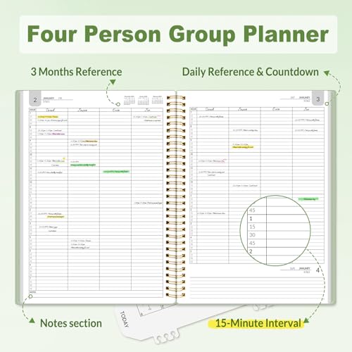2026 Four Person Group Appointment Book with Notes
