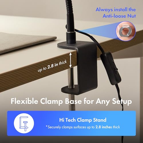 LED Work Light with Magnifying Glass 23.5in Flexible Gooseneck for Sewing and Drill Press