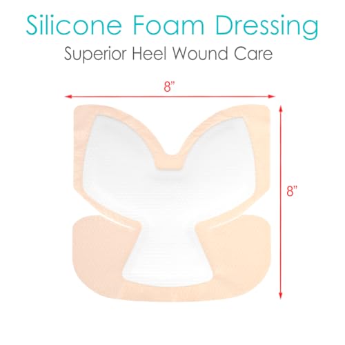 Heel Bordered Silicone Foam Dressing Waterproof Adhesive Sacral Bandages with Absorbent Padding for Elbow Wrist Foot Pressure Bed Sore Hip Knee Replacement Surgery