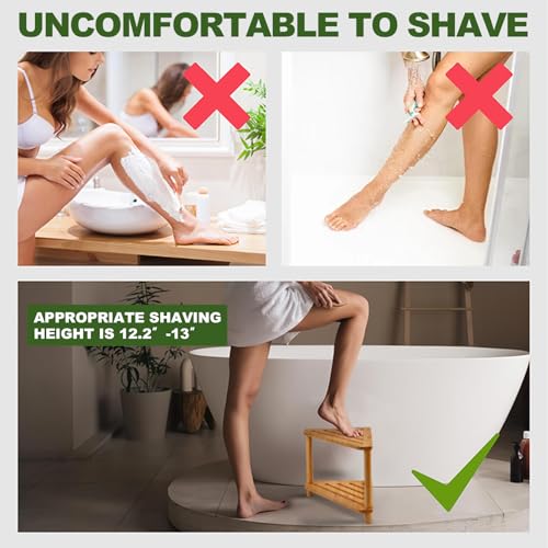Bamboo Corner Caddy Shower Stool for Inside Shower Waterproof