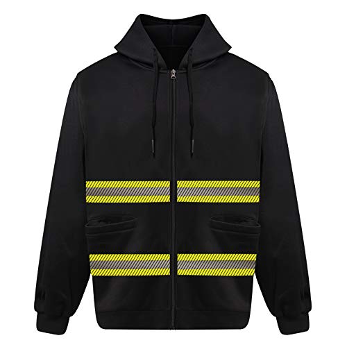 High Visibility Reflective Safety Hoodie Jacket With Removable Sleeves Hi Vis Outdoor Protective Workwear Unisex