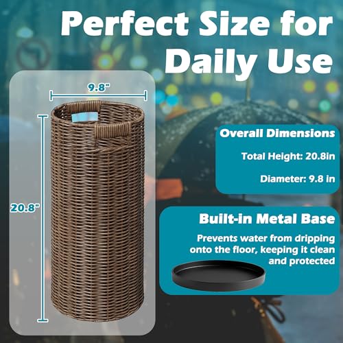 Rattan Umbrella Holder 20.8" H X 10" D