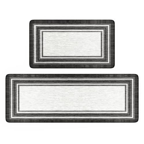 KIMDOE Boho Kitchen Rugs and Mats 2PCS Cushioned Anti Fatigue Kitchen Mat Non